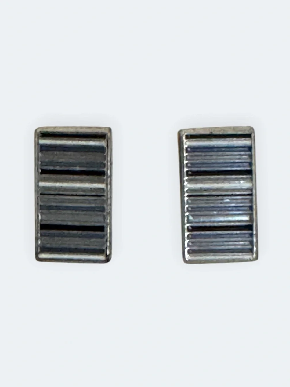 Merona Men’s Silver Tone Rectangular Silver & Black Striped Cufflinks